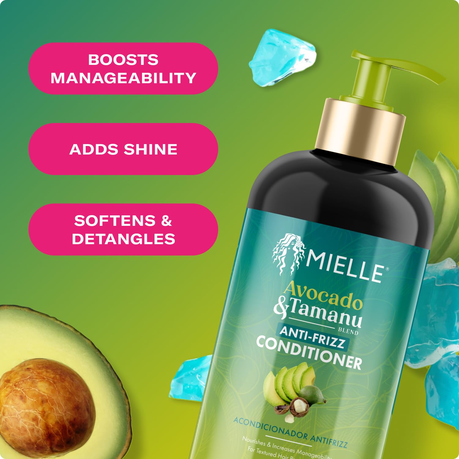 Mielle Anti-Frizz Set for Curly Hair - Shampoo, Conditioner, Curl Cream, Leave-In Conditioner, Mousse (5 Products) - Image 4