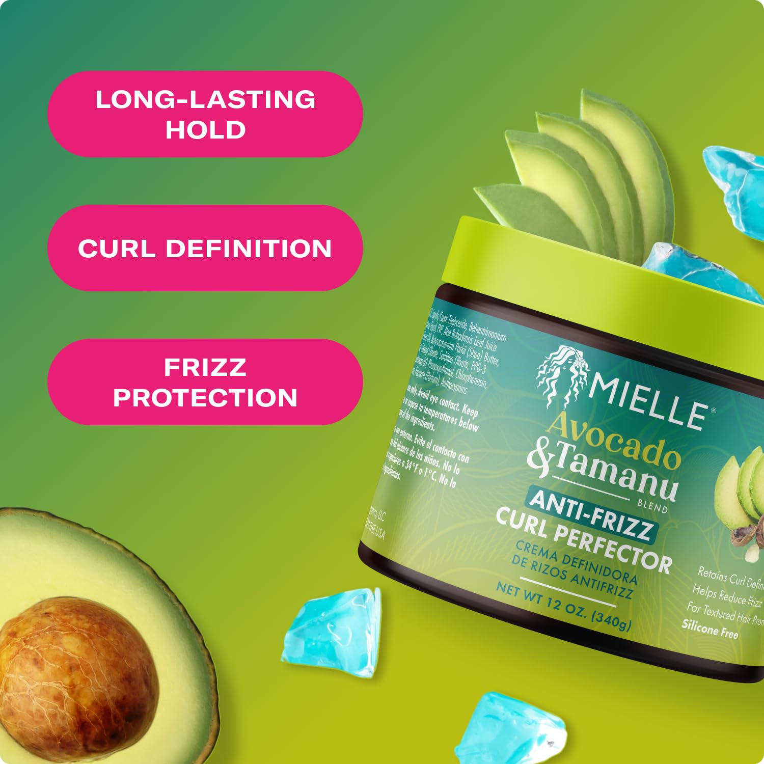 Mielle Anti-Frizz Set for Curly Hair - Shampoo, Conditioner, Curl Cream, Leave-In Conditioner, Mousse (5 Products) - Image 6