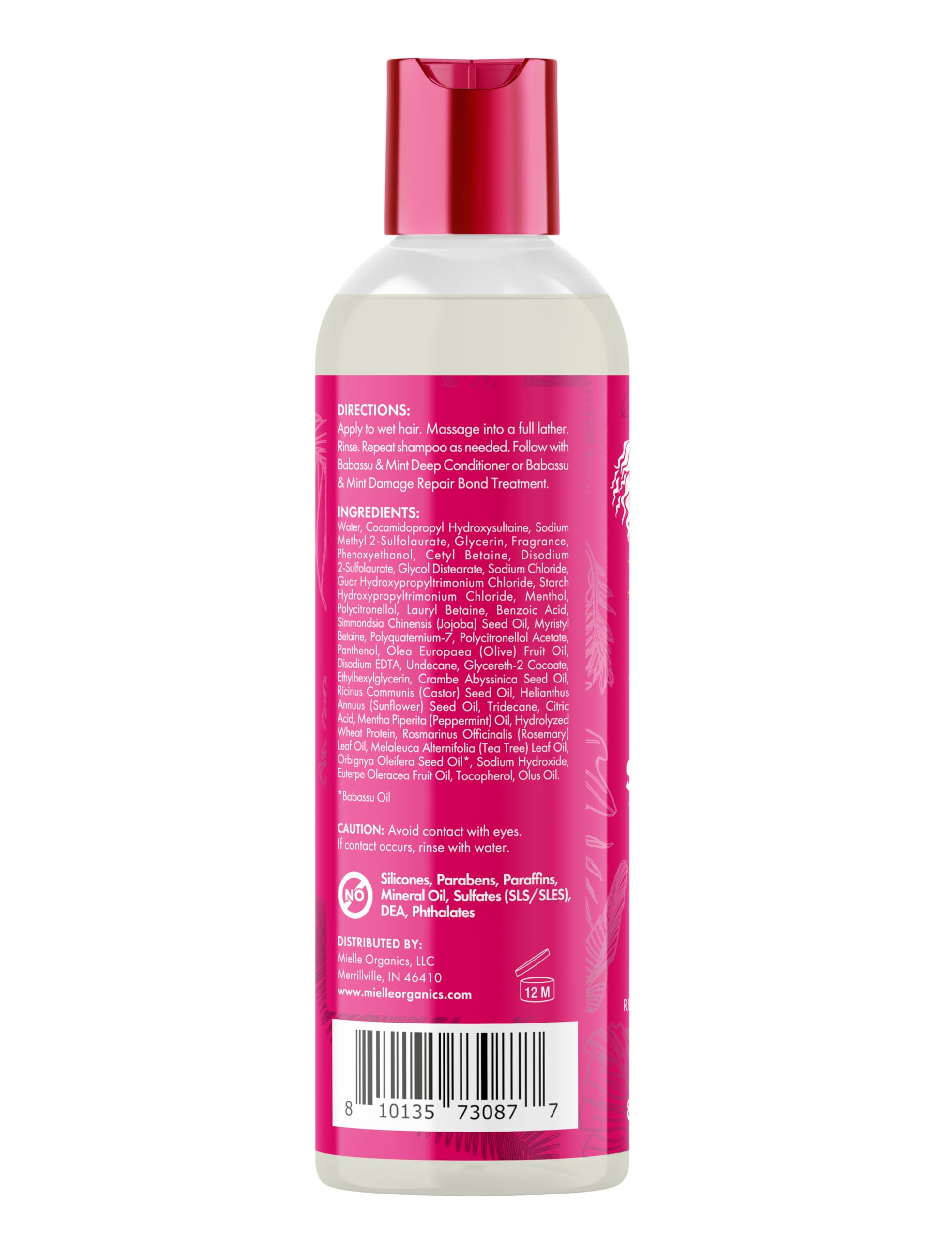 Mielle Organics Babassu & Mint Damage Repair Hair Shampoo - Hydrating Shampoo & Scalp Build-Up Remover - Gently Cleanses & Preps for Repair (8 fl oz) - Image 7