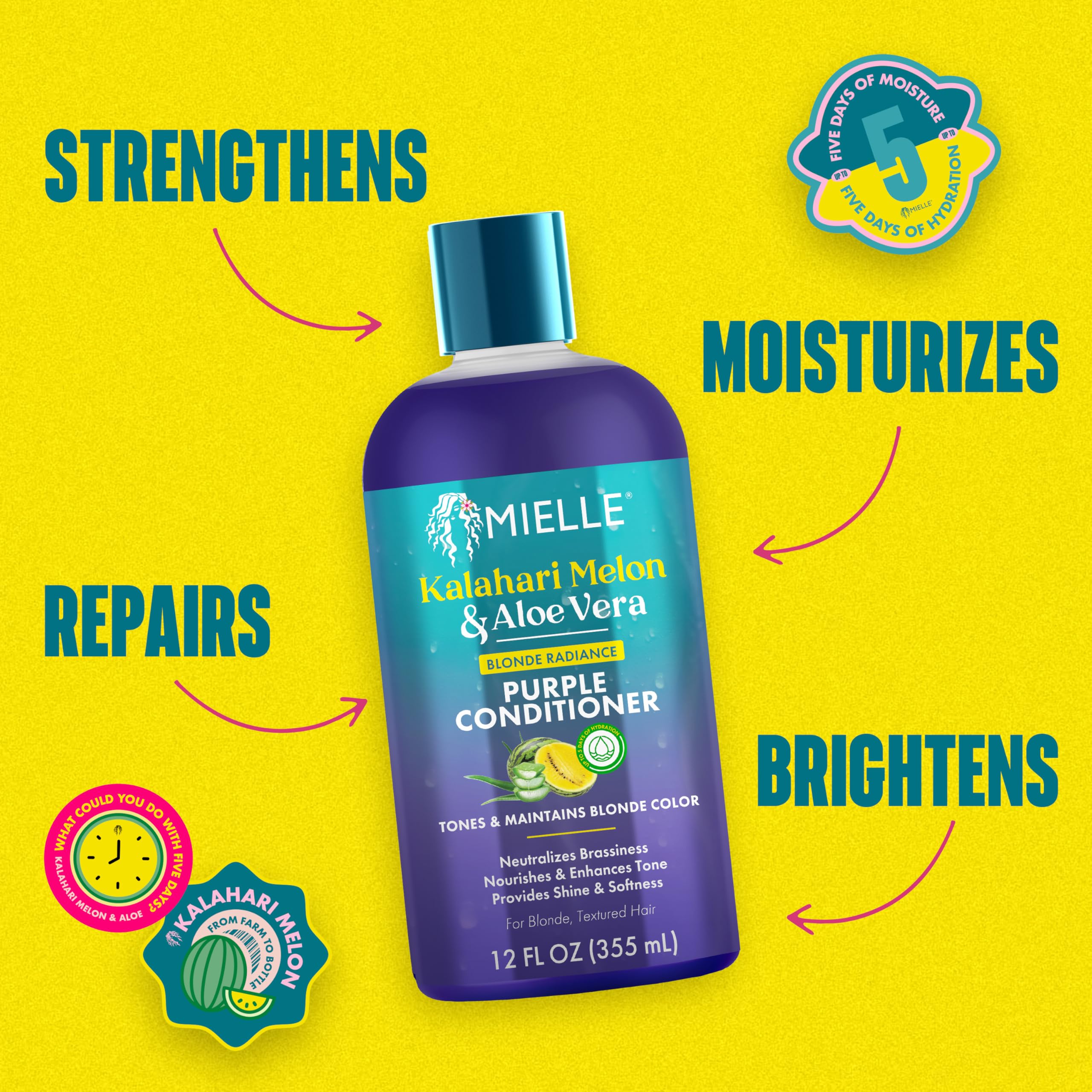 Mielle Organics Kalahari Melon & Aloe Vera Blonde Enhancing Purple Conditioner - Image 4
