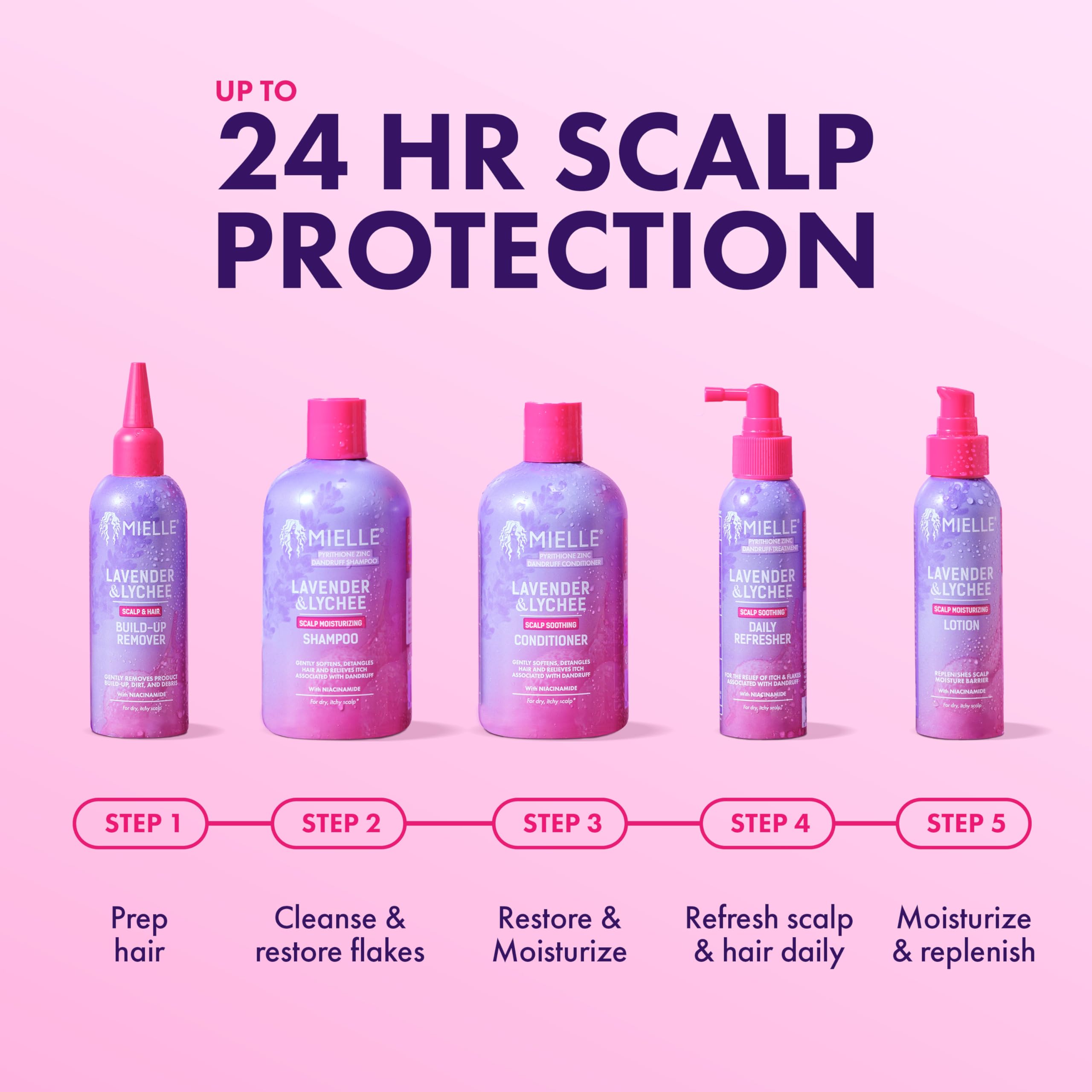Mielle Organics Lavender & Lychee Scalp Soothing Conditioner, Pyrithione Zinc Dandruff Treatment Conditioner, Relieves Itch & Flakes, Moisturizing Conditioner with Niacinamide, 12 fl oz - Image 7