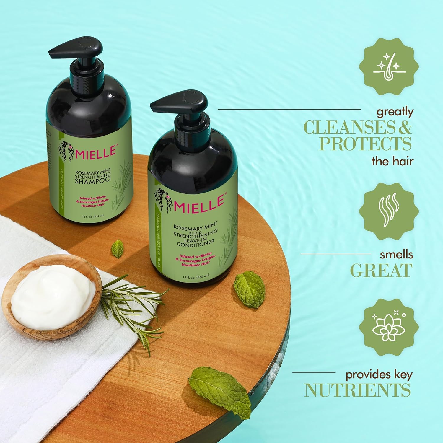 Mielle Organics Men's Grooming Bundle Rosemary Mint - 5-Piece Complete Routine - Biotin-Infused Shampoo, Conditioner, Scalp & Hair Oils, Hair Quenching Pomade - Image 5