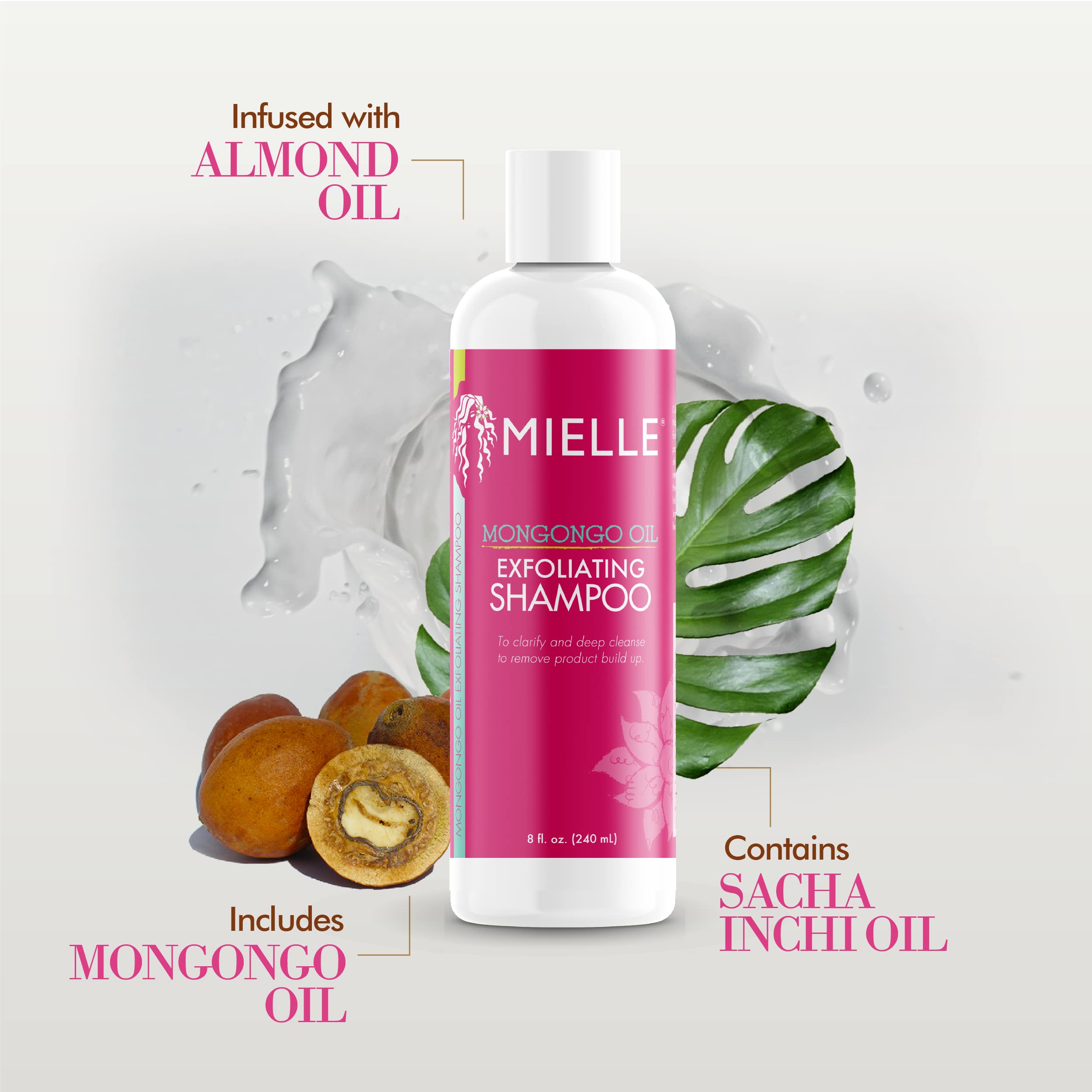 Mielle Organics Mongongo Oil Exfoliating Hair Shampoo - Sulfate-Free Shampoo & Scalp Exfoliator to Remove Dirt, Oil & Product Build-Up - Maintains Essential Moisture (8 Fl Oz) - Image 3