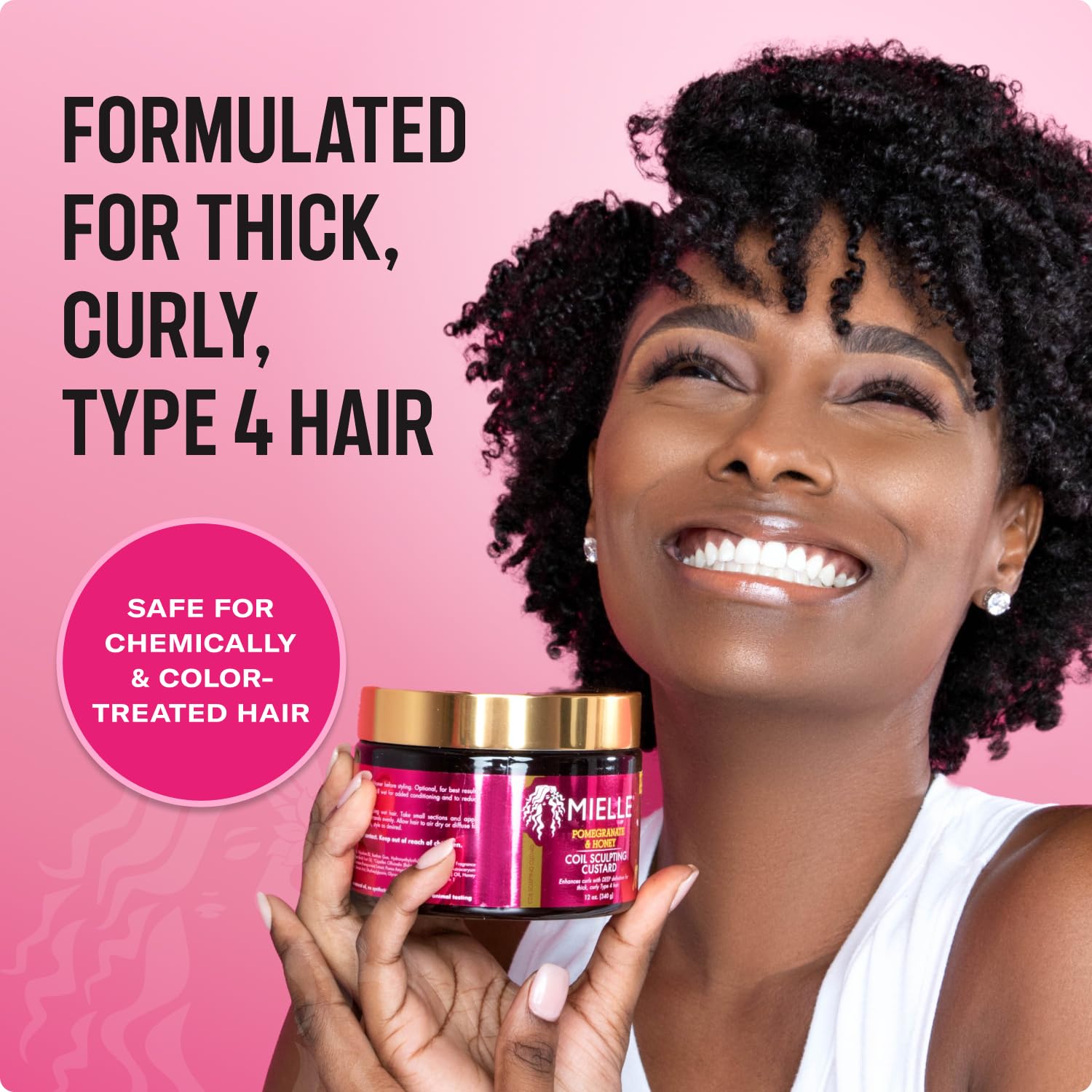Mielle Organics Pomegranate & Honey Curl Cream - Coil & Curl Defining Hair Cream for Type 4 Hair - Hydrates, Controls Frizz, Conditions & Adds Shine (12 Fl Oz) - Image 3