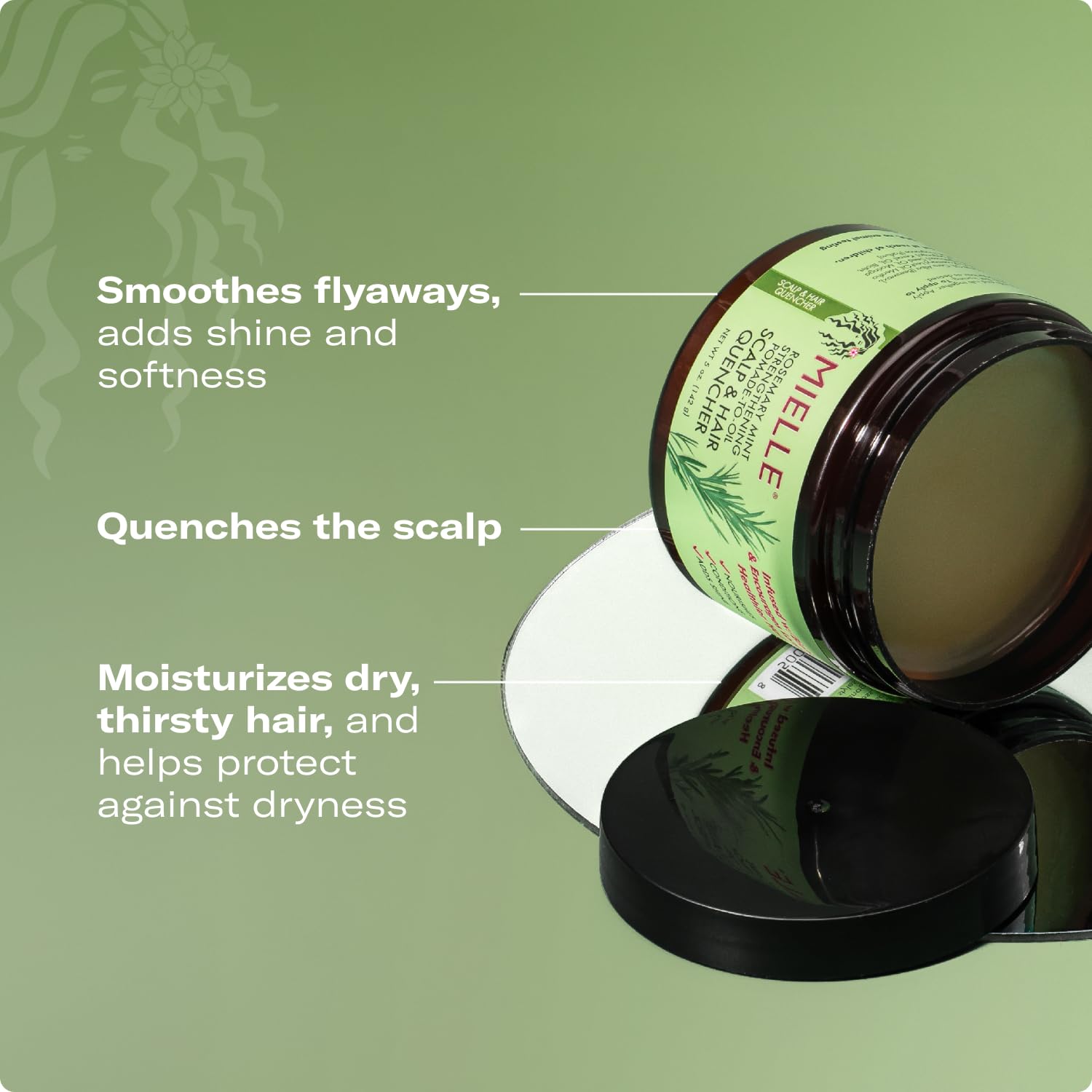 Mielle Organics Rosemary Mint Scalp & Hair Strengthening Oil and Pomade-To-Oil Quencher, Bundle - Image 7